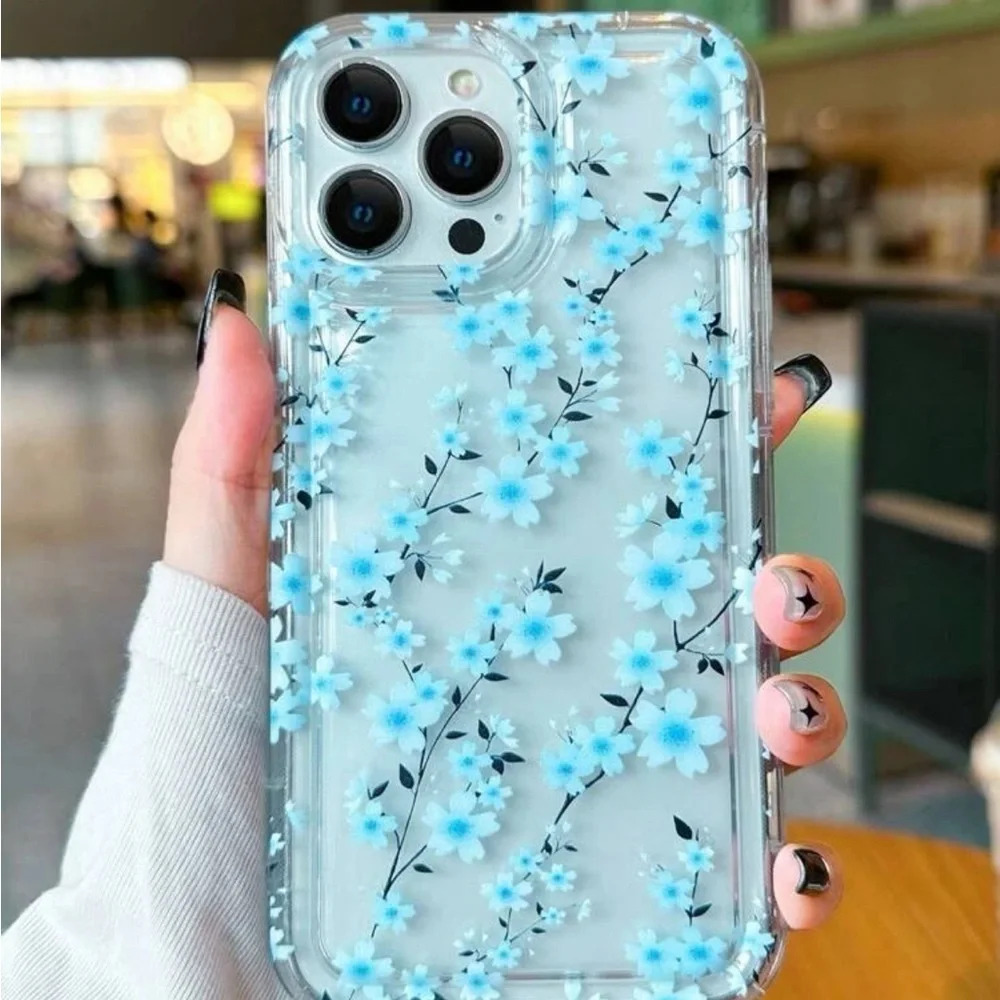 ⚠️Clearance iPhone 15/Pro/Pro Max Blue Floral Phone Case - Picture 2 of 4